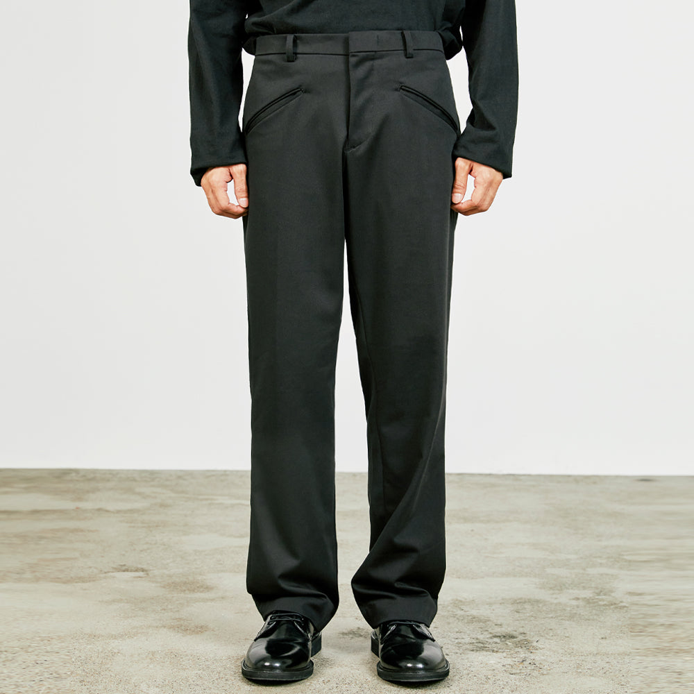 essential welt pocket slacks black