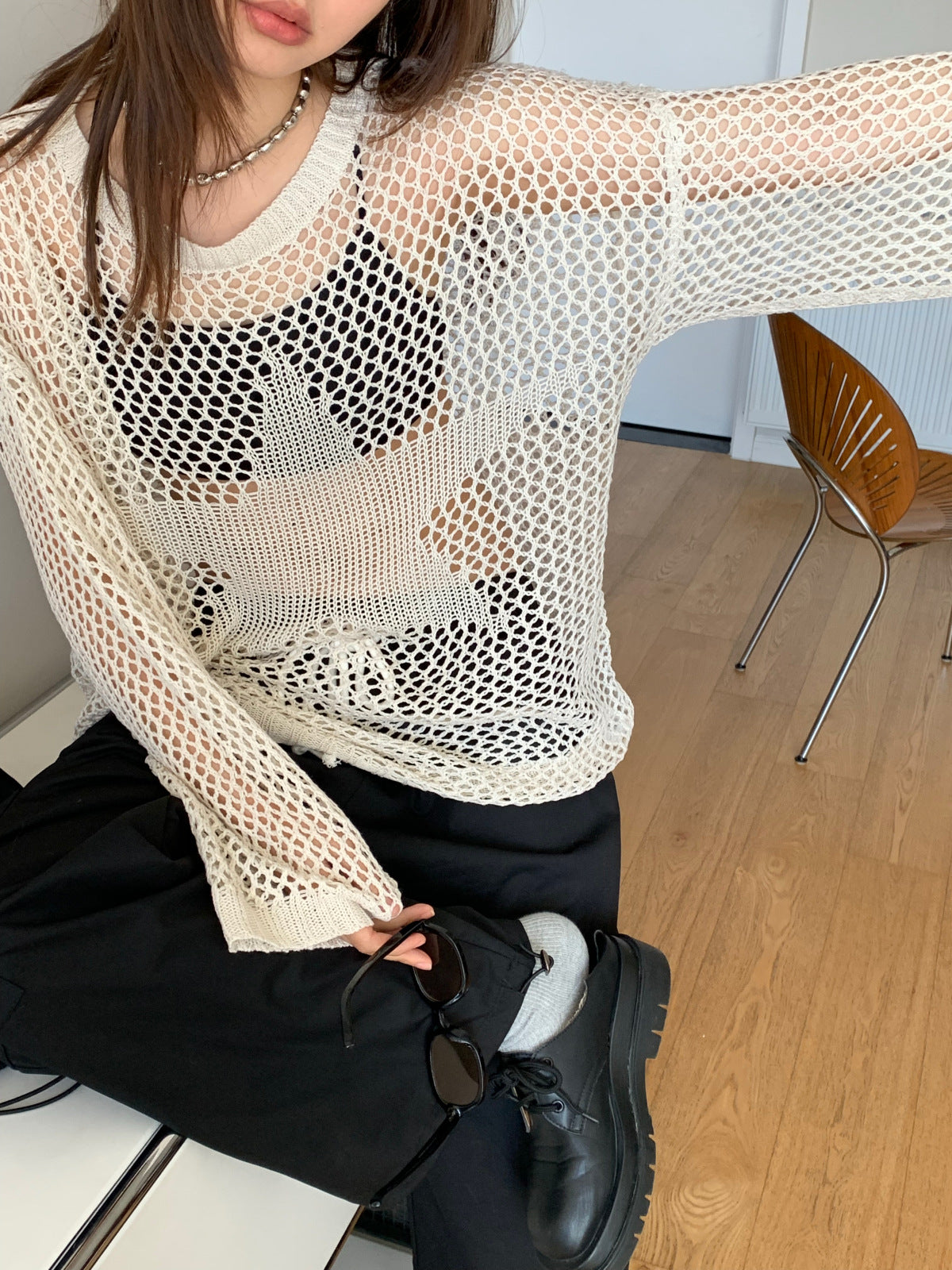 Star loose see-through knit