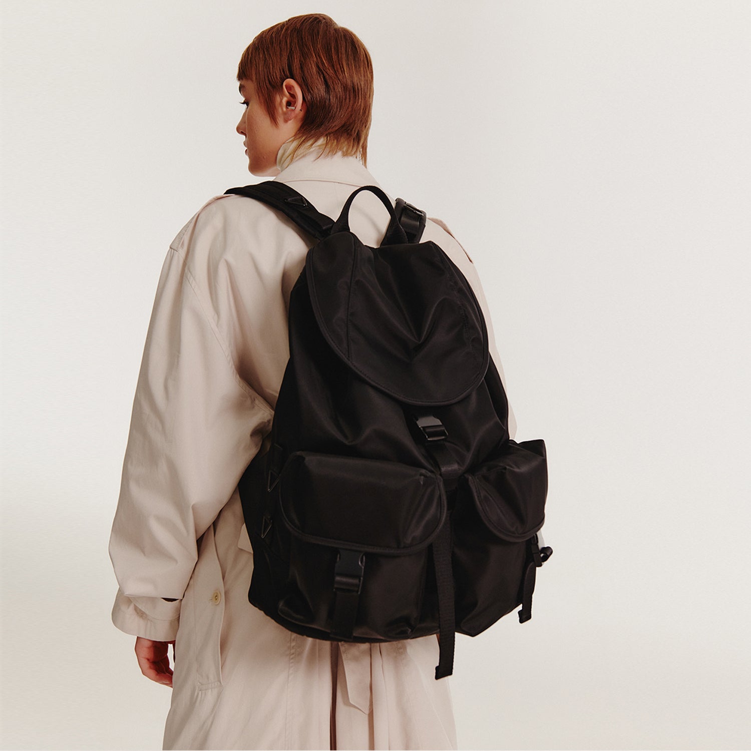 [After Pray Edition] 2-Pocket Nylon Cargo Rucksack (Black)