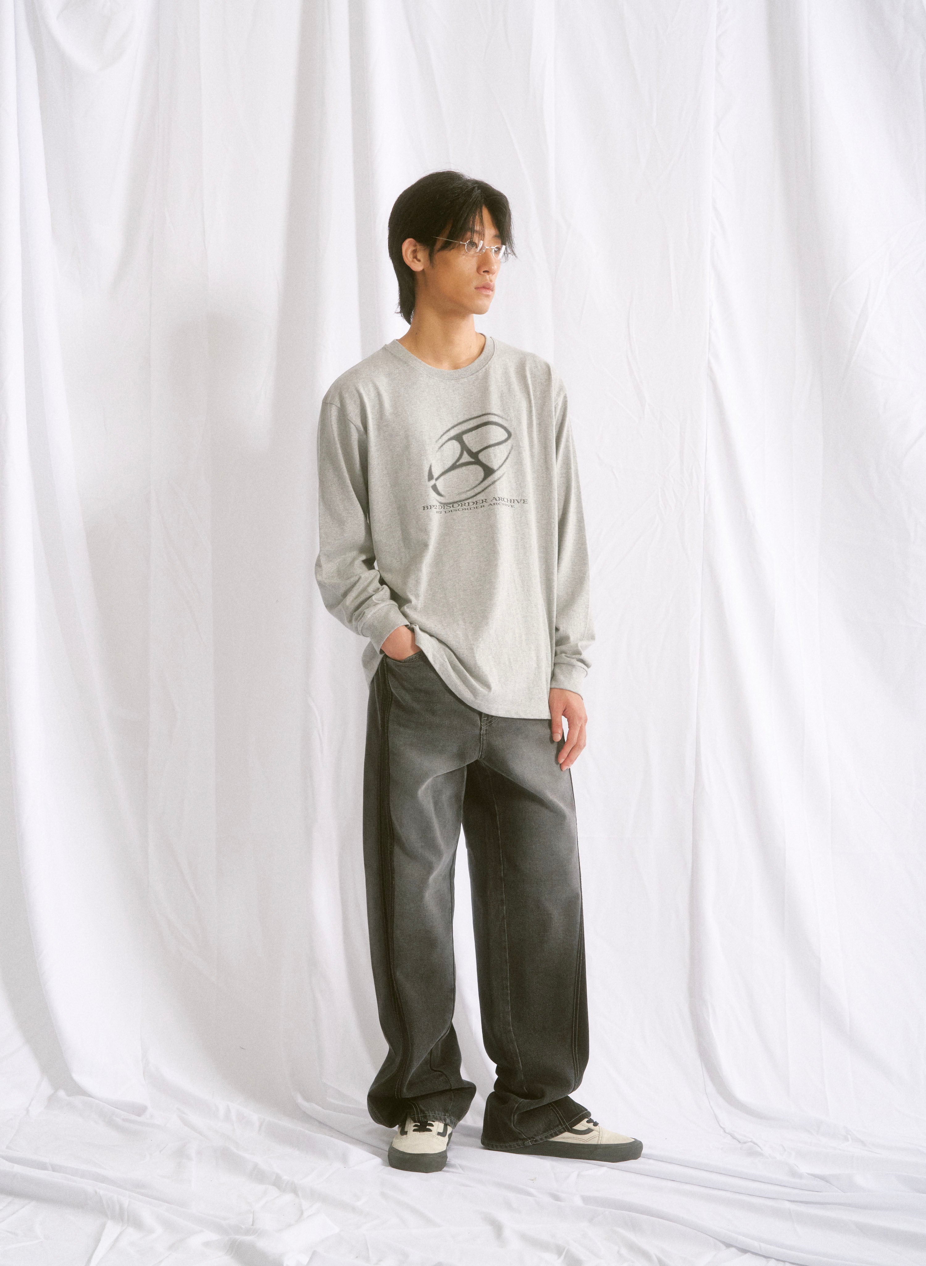 BIG GRAPHIC LOGO LONG SLEEVE MELANGE GREY