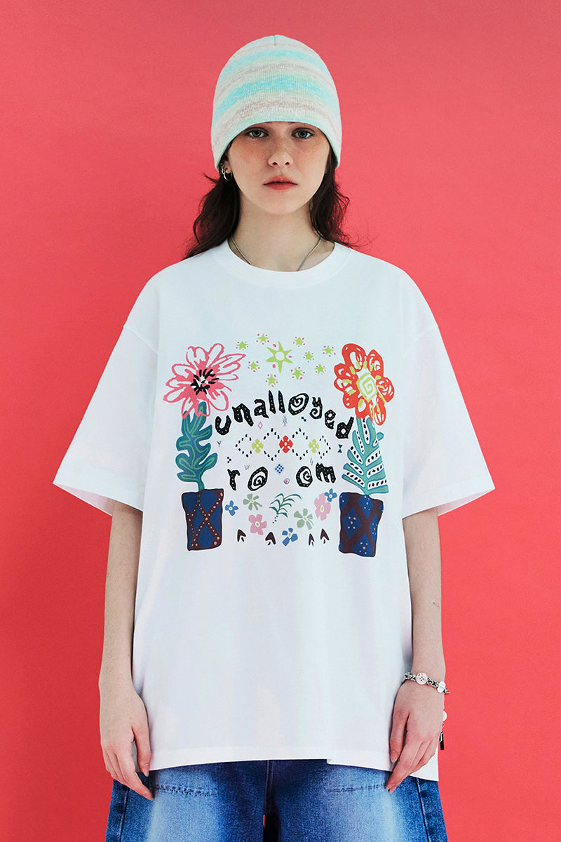 FLOWER ARGYLE T SHIRT / WHITE