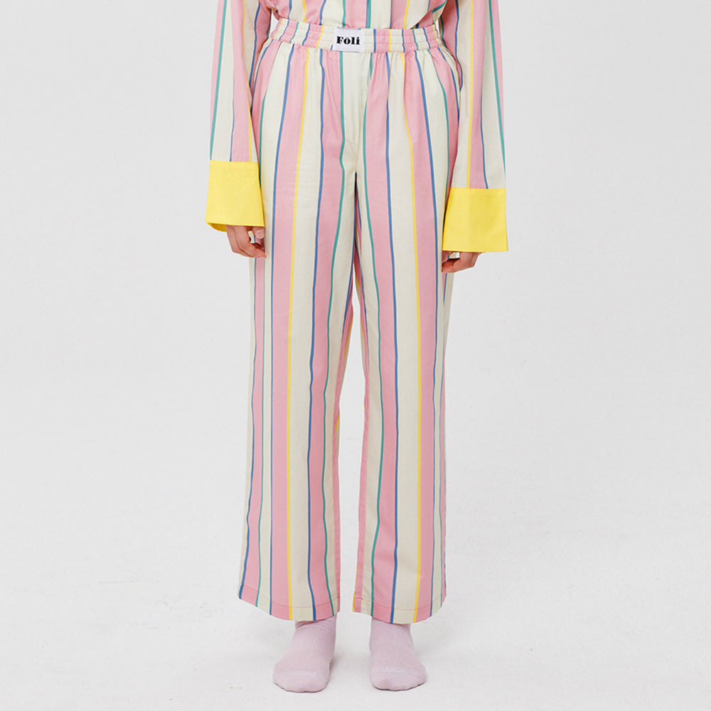 (W) Creamy Stripe PJ Pants