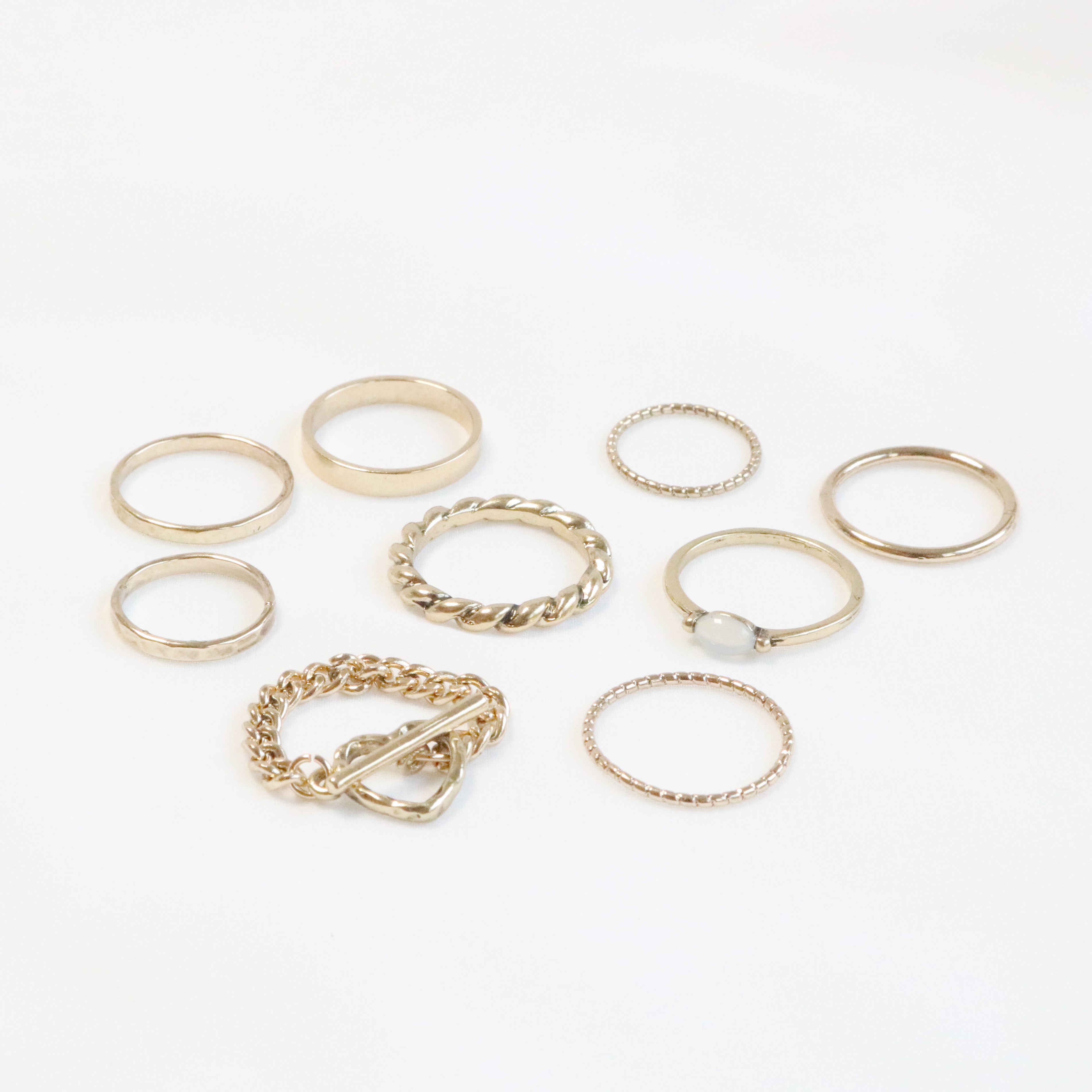 Vintage Heart Chain Ring 9 Set (2 Color)