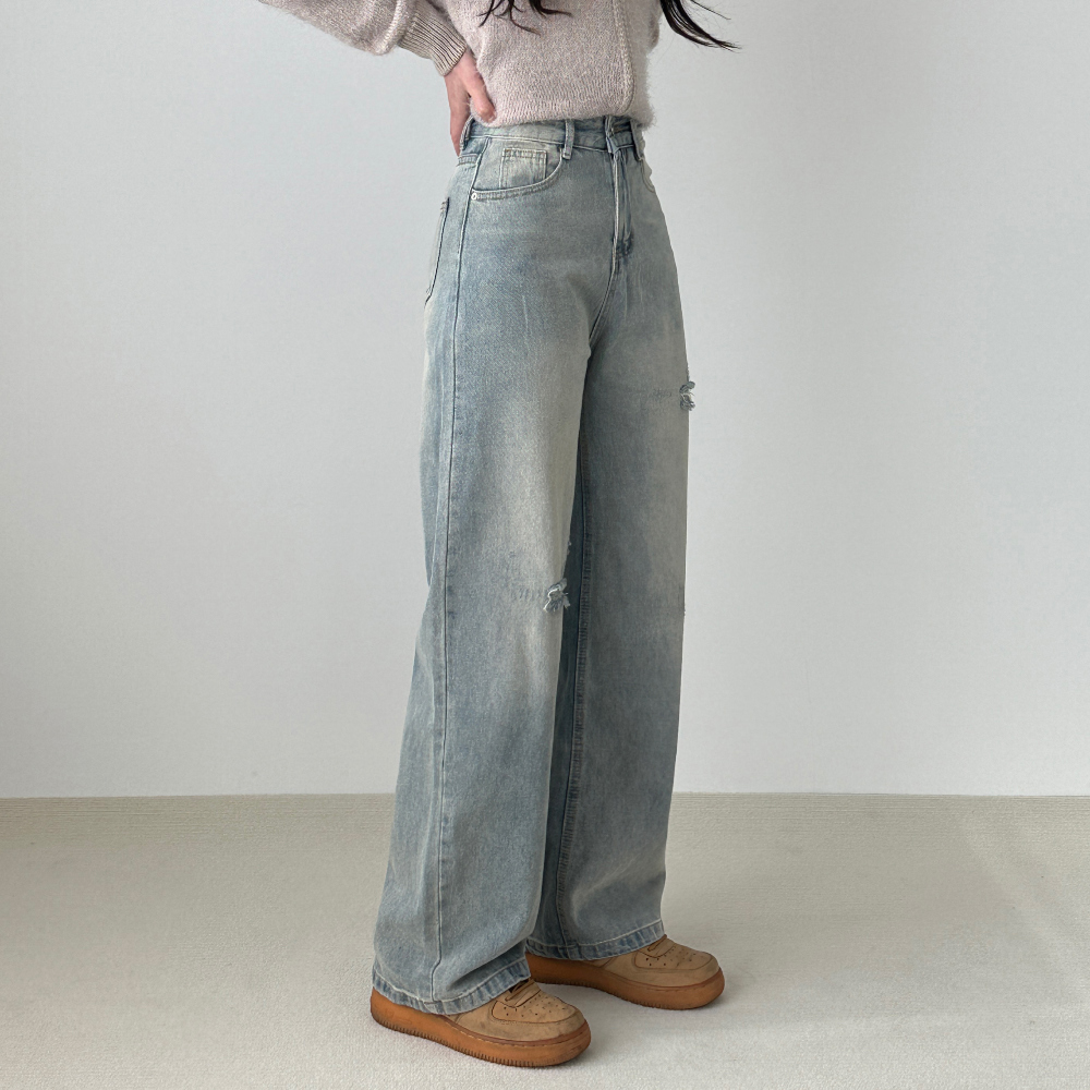 dusty vintage long wide denim pants