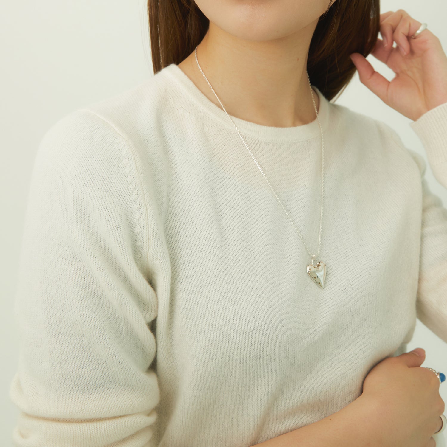 stud pressed heart necklace