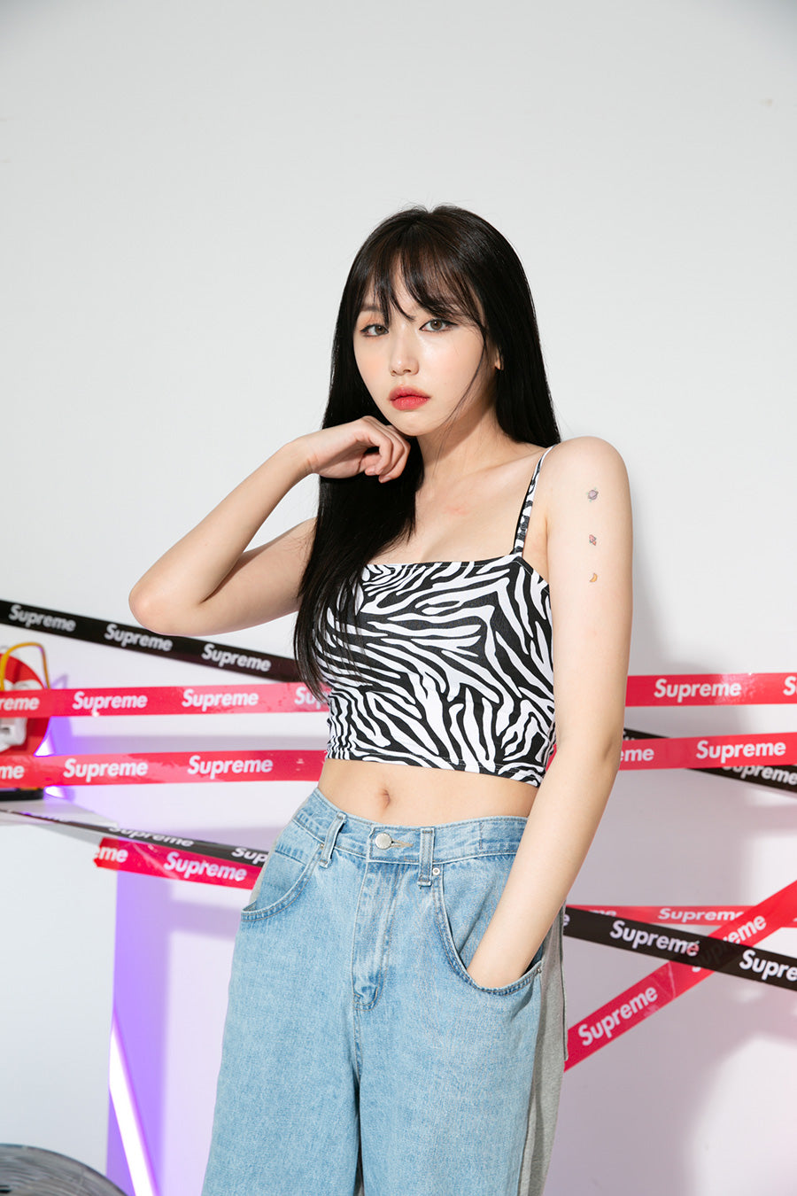 TOP(8983) Zebra Crop Sleeveless