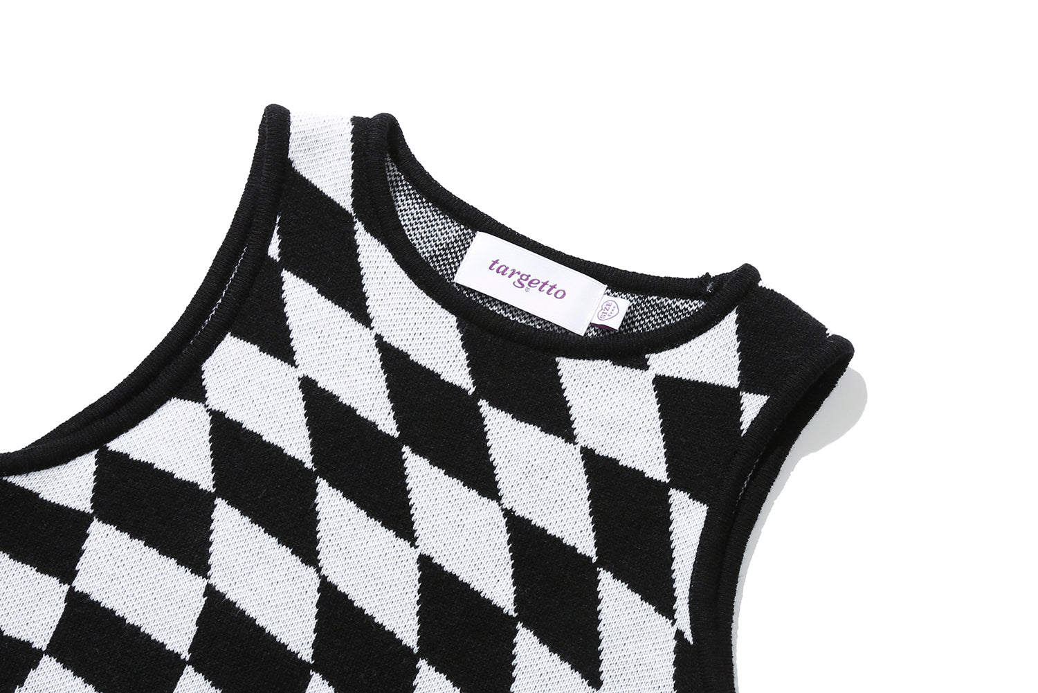 CHECKERBOARD KNIT ONEPIECE(BLACK)