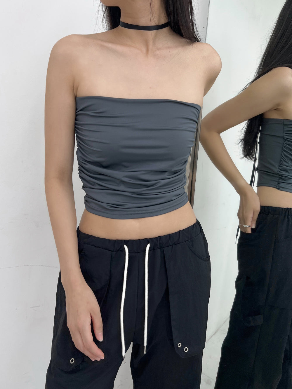 Summer crop shirring tube top (3 Color)