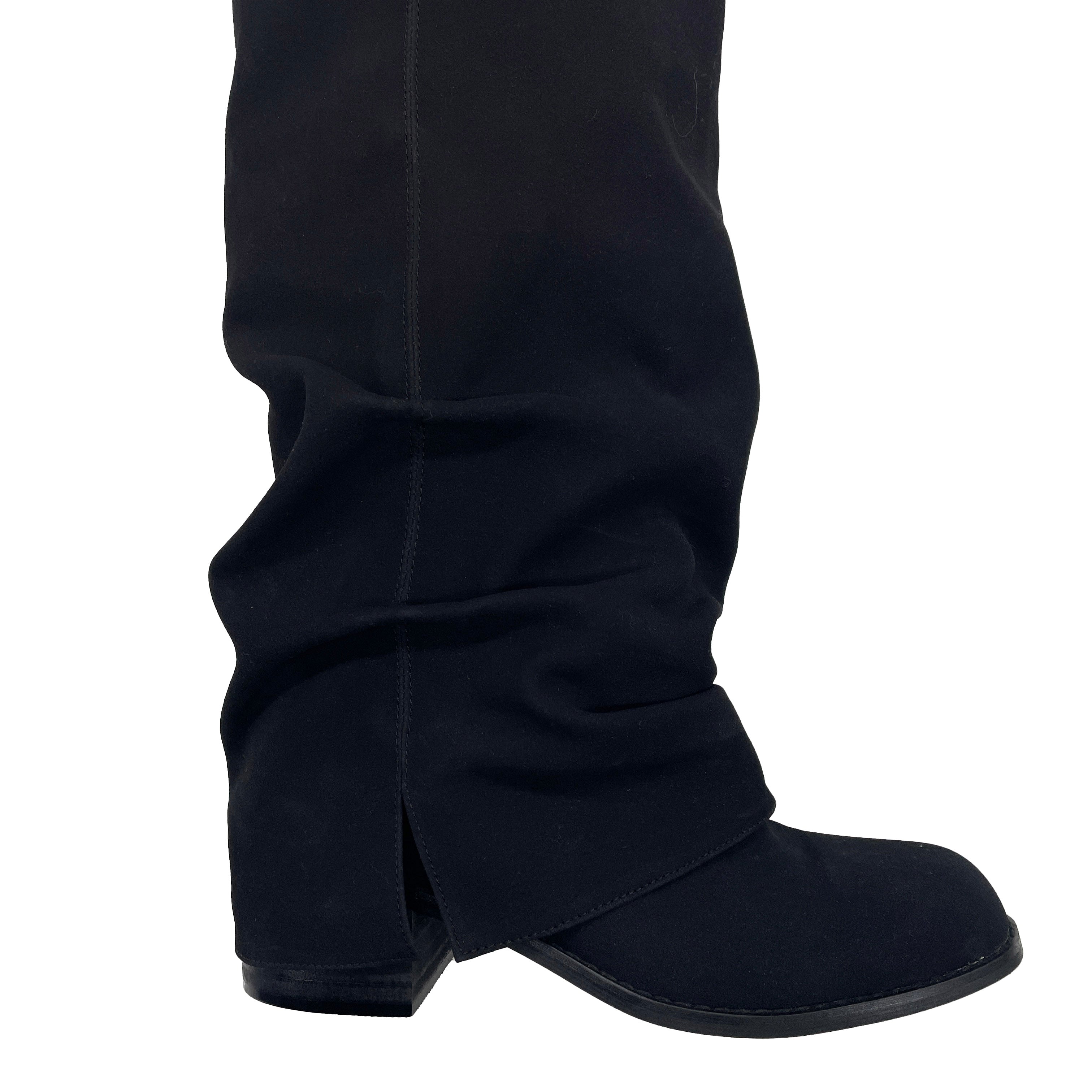 Suede shirring long boots