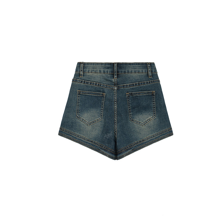 High steady denim short pants