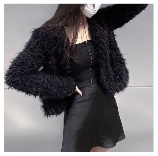 Midnight fur cardigan (2 Color)