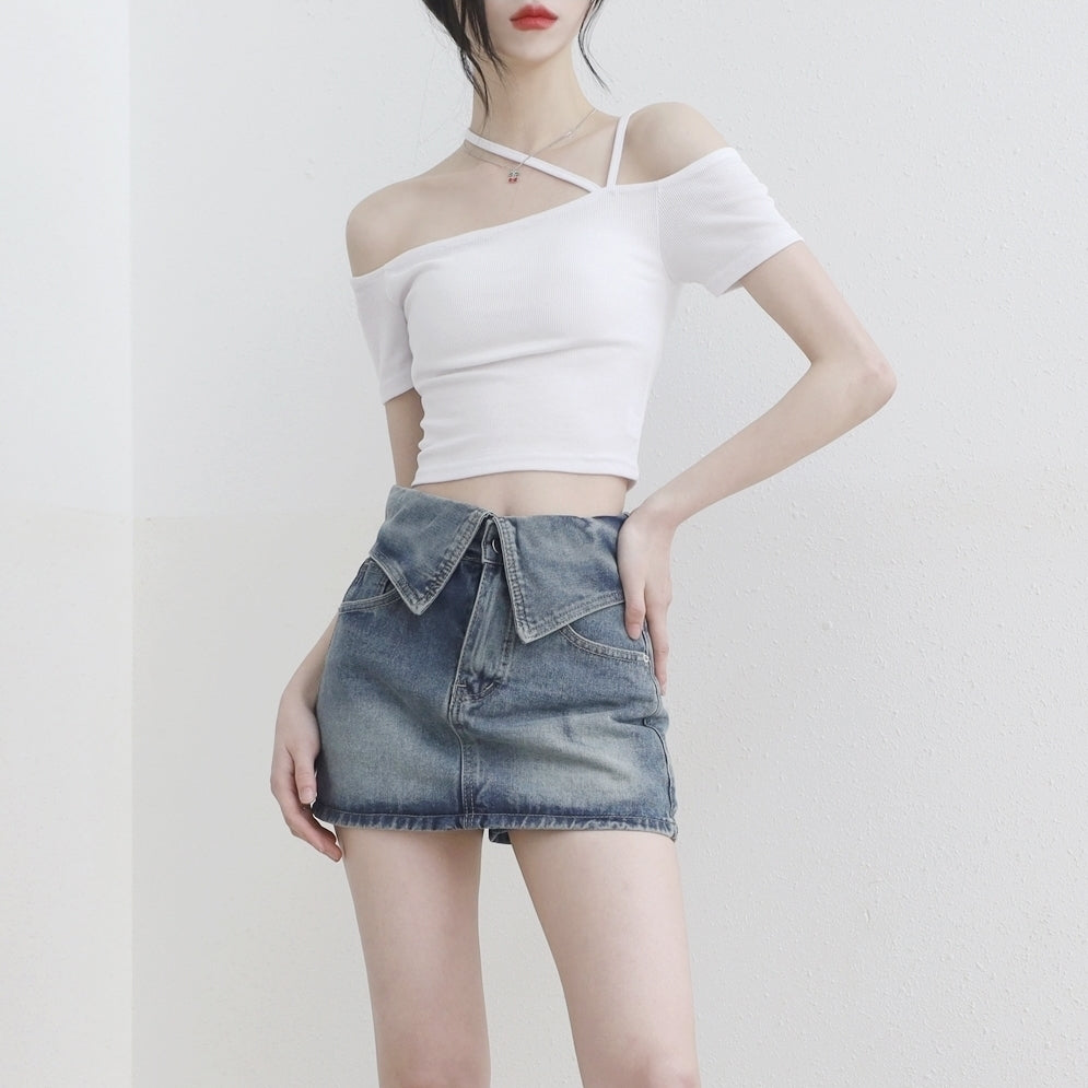 Chesh Folding Denim Skirt