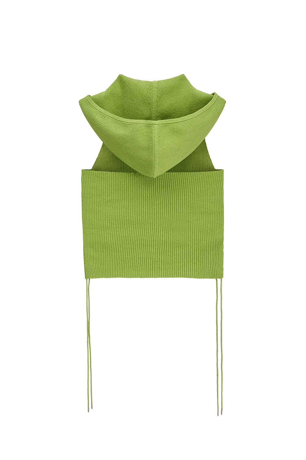 LACE-UP HALTER HOODED KNIT SLEEVELESS (GREEN)