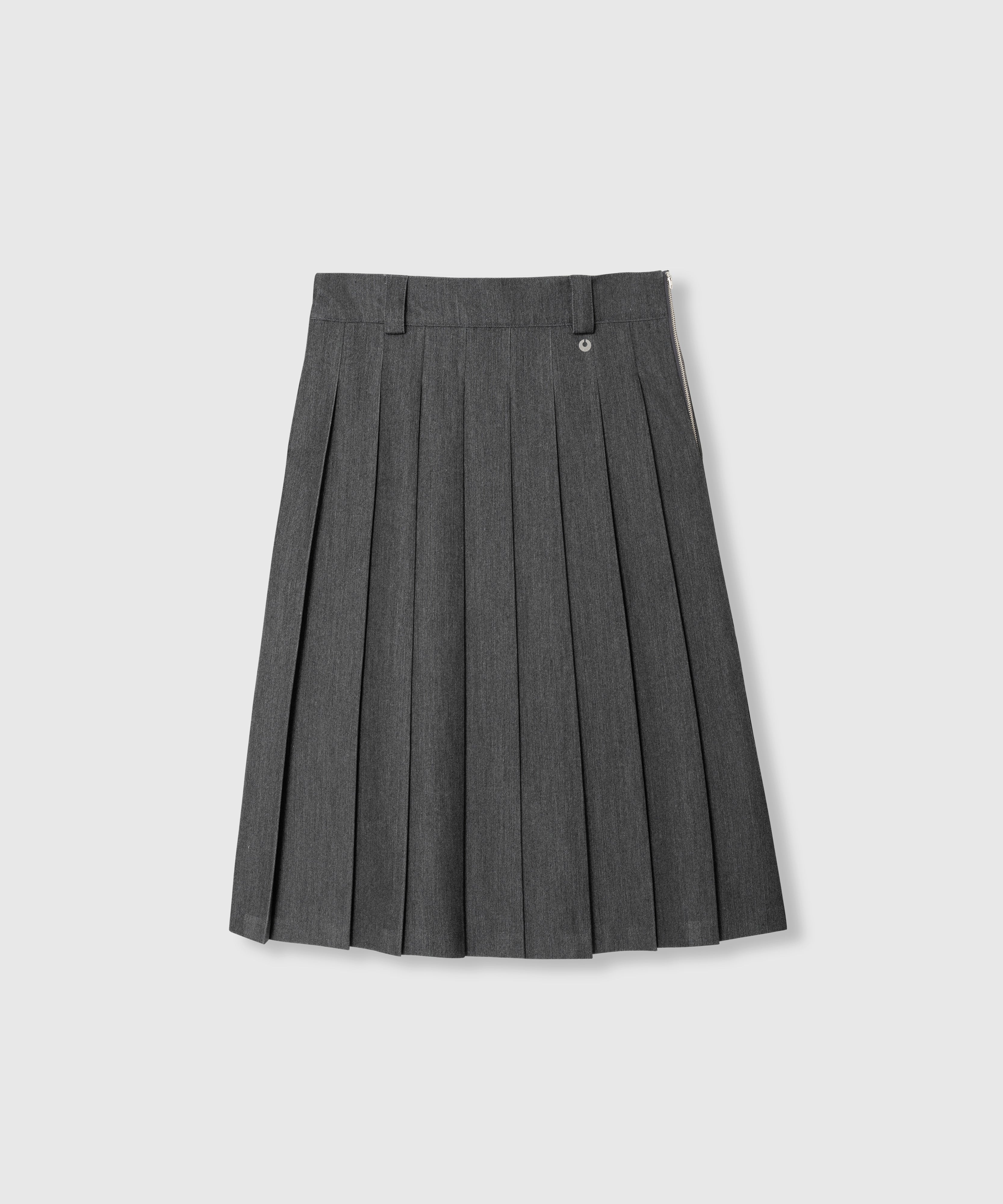 PLEATED MIDI SKIRT_Gray