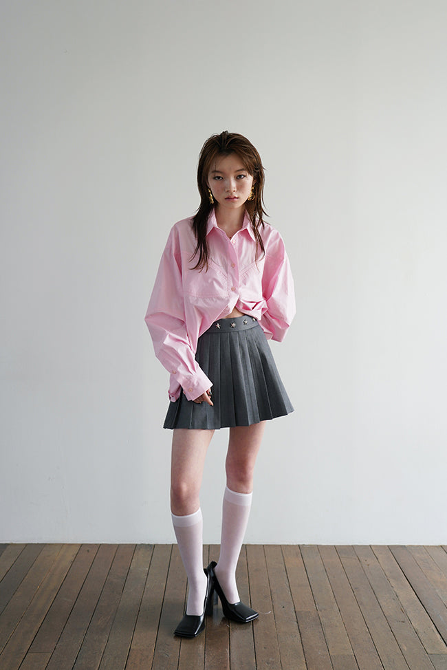 BACK WIDE STRAP OVERSIZED SHIRT IN PINK