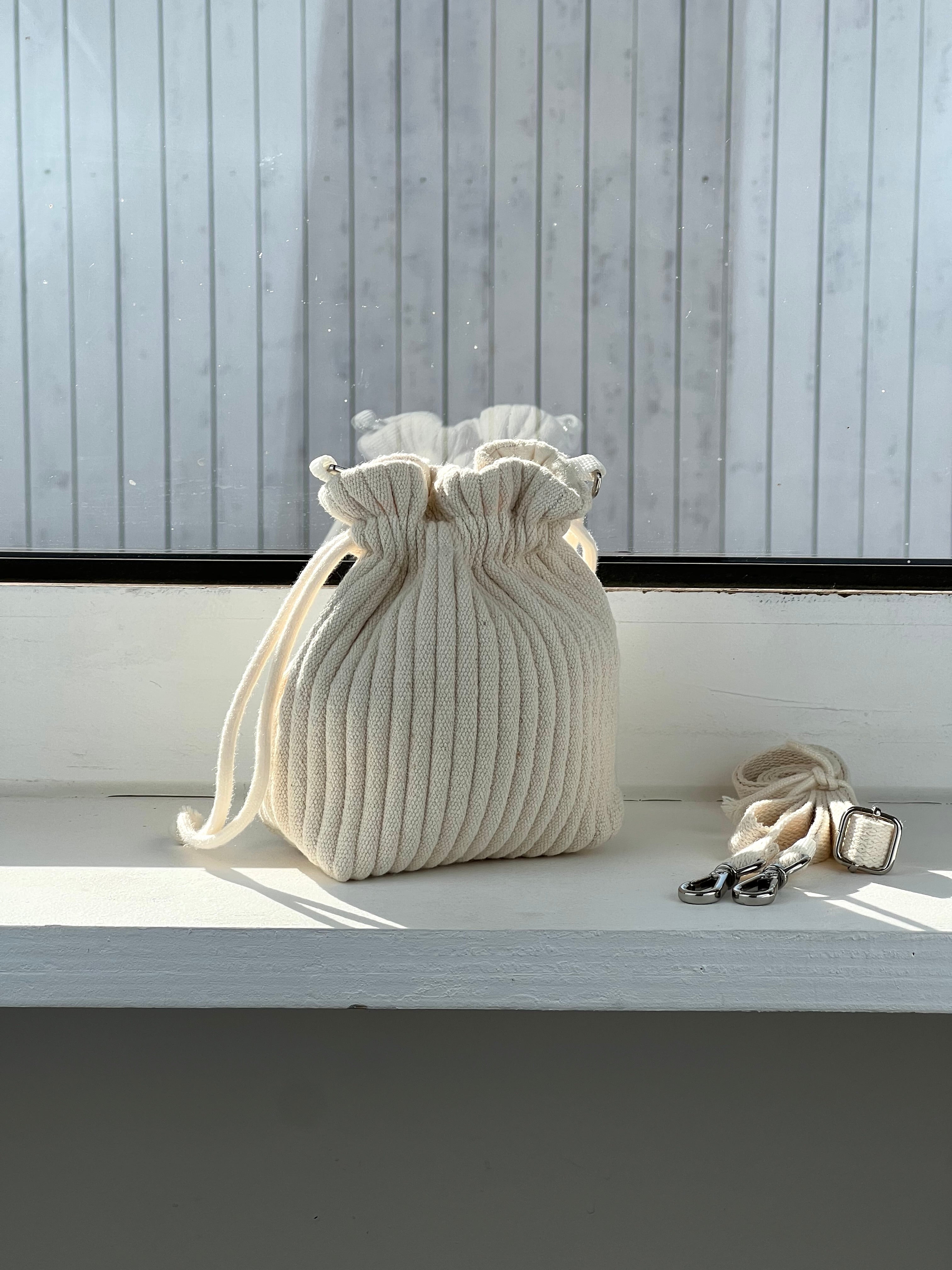 Ribbed fabric String cross bag mini