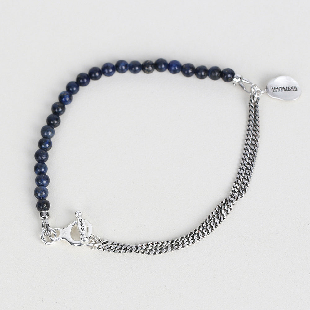 Drop stone chain (Deep blue) (925 silver)