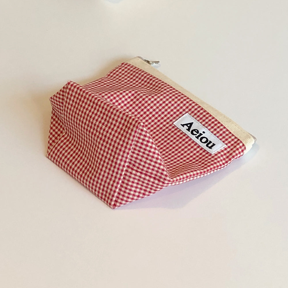 Aeiou Basic Pouch (M size) Red Candy Check