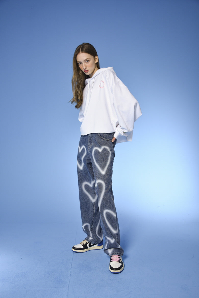 [unisex] heart denim pants (blue)