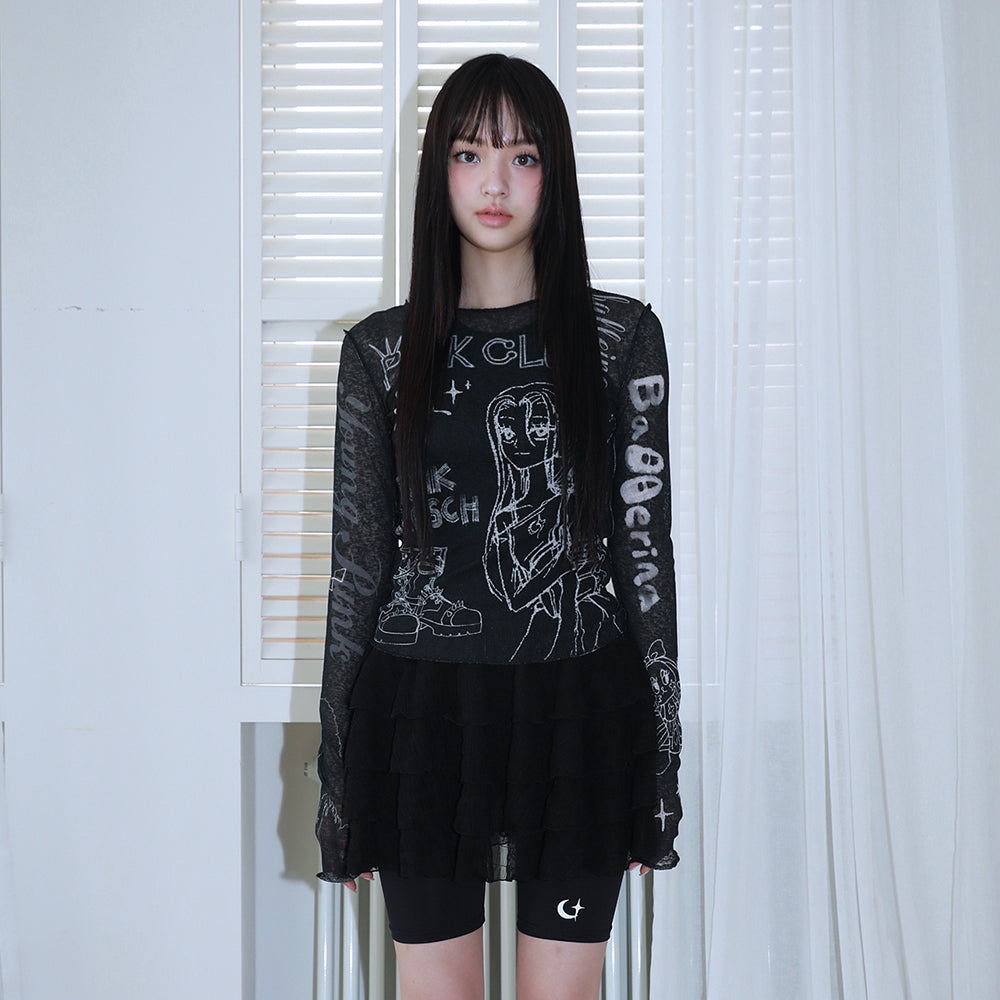 0 5 punk club ballerina top - BLACK