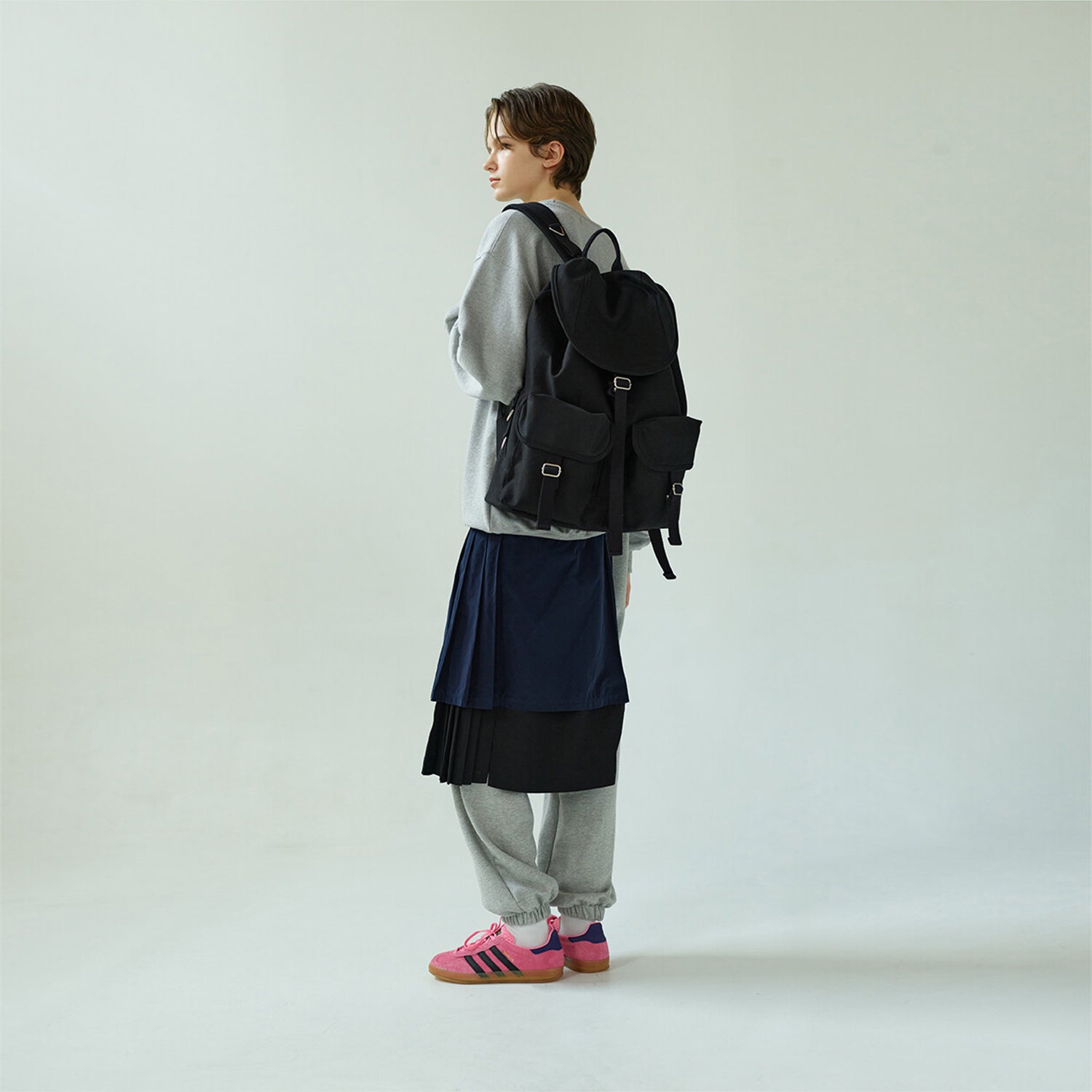 [After Pray Edition] 2-Pocket Cotton Cargo Rucksack (Black)