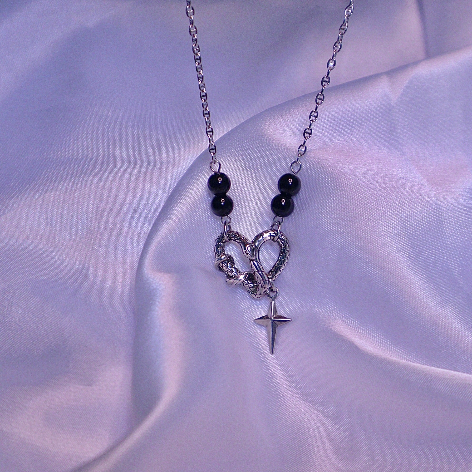 heart snake cross necklace