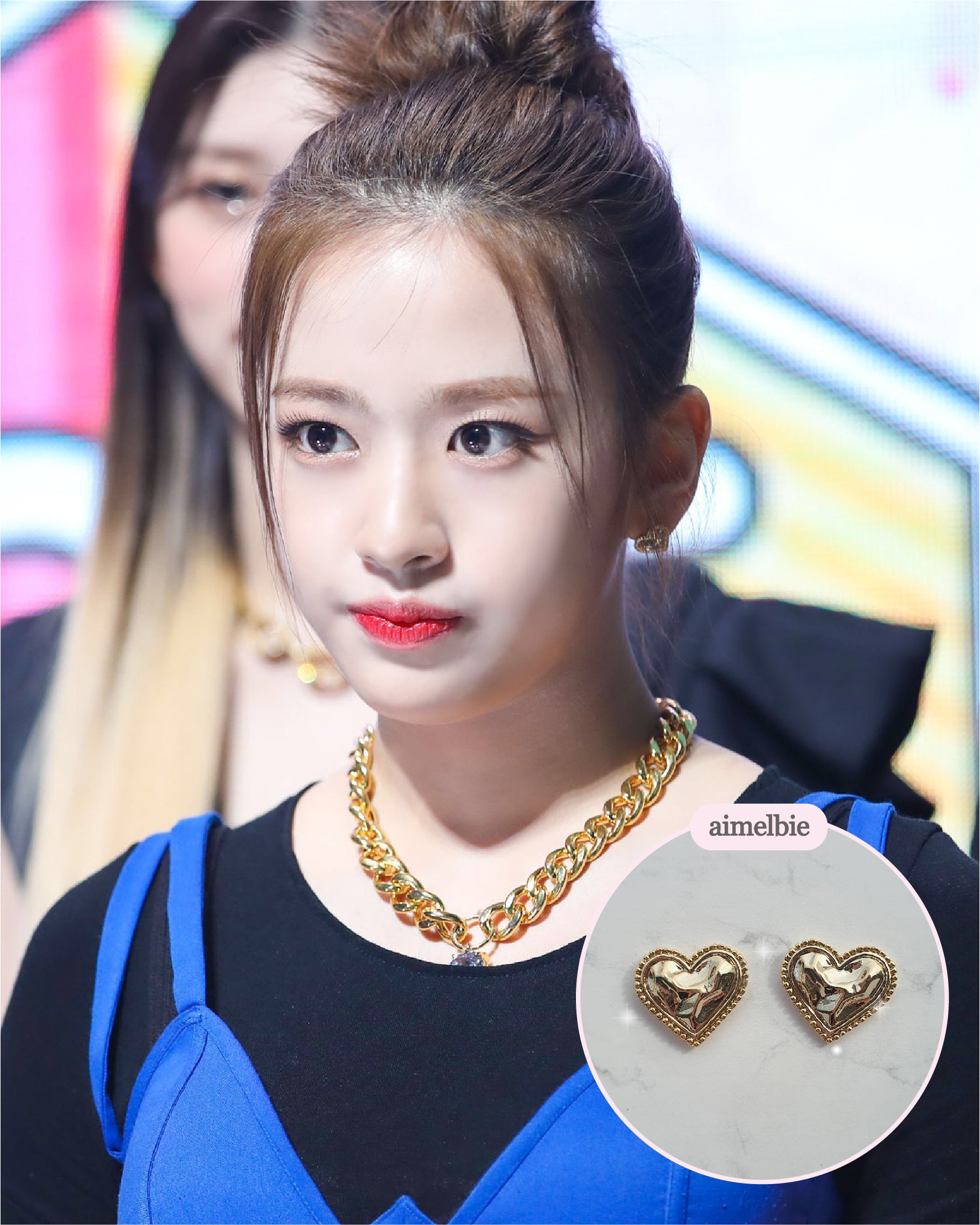  Gold Laced Hearts Piercing (G-idle Miyeon, IVE Yujin, Oh My Girl Seunghee, Arin, Hyojung Piercing)