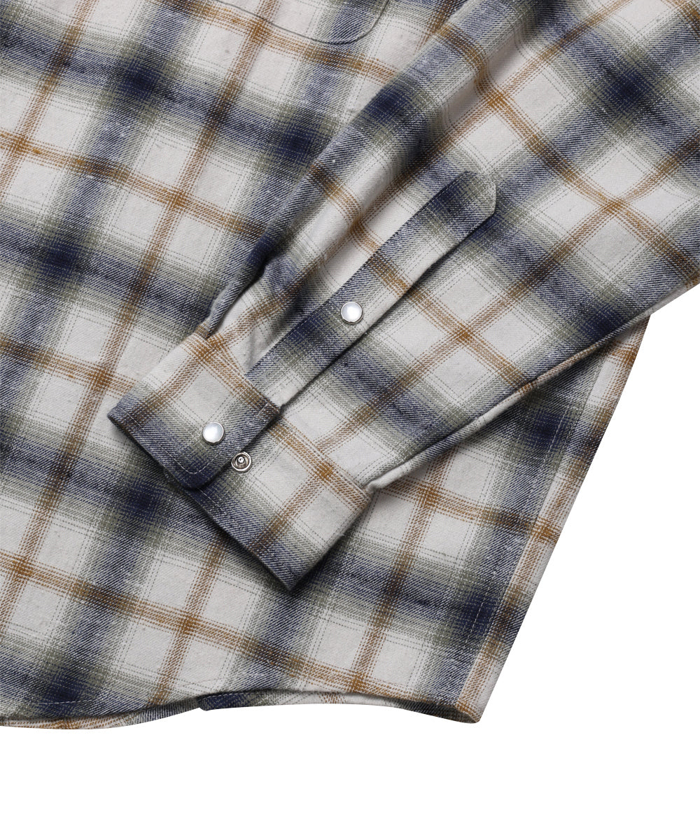 ROUNDED COLLAR CHECK SHIRT_IVORY