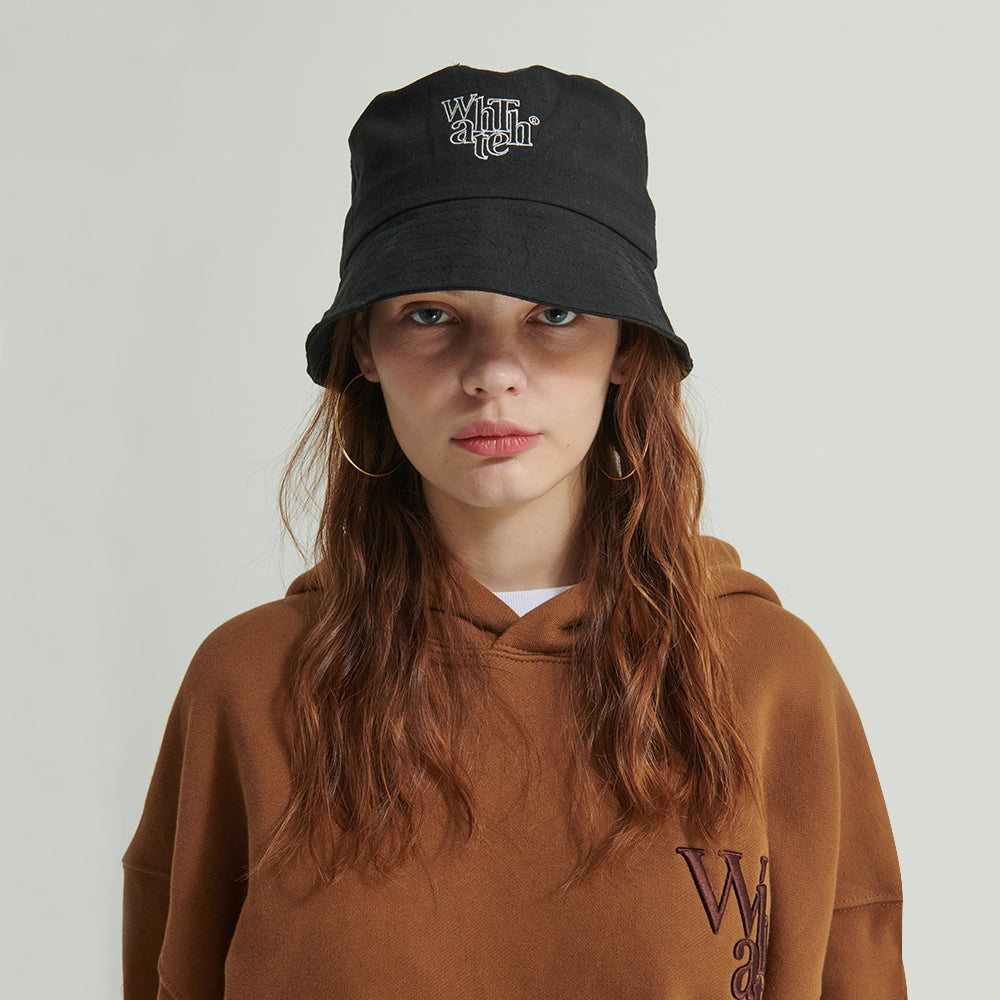 WHATTHE Logo Bucket Hat Black