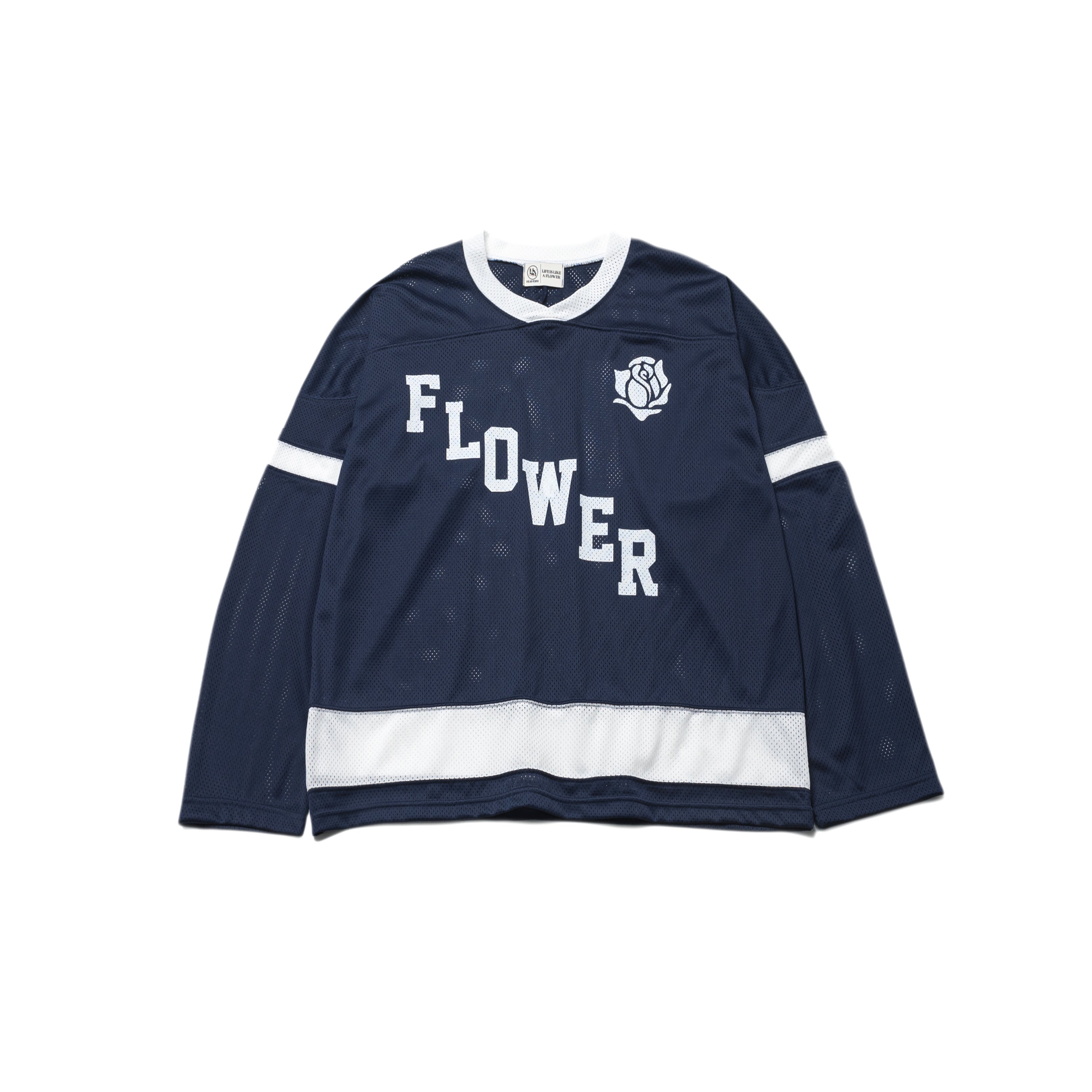 FLOWER AMERICAN FOOTBALL MESH L/S TEE(NAVY)