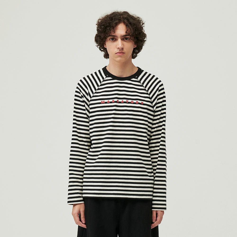 STRIPE RAGLAN LOGO LONG SLEEVE (BLACK)