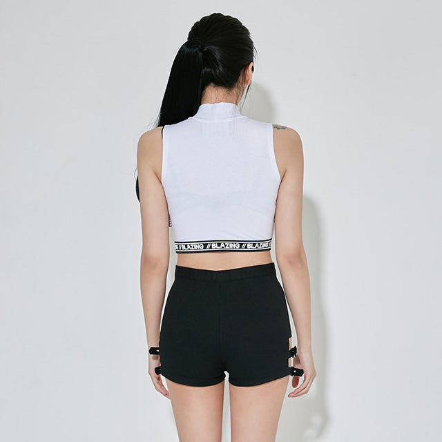 TOP(9048) Bulging High Neck Crop Top