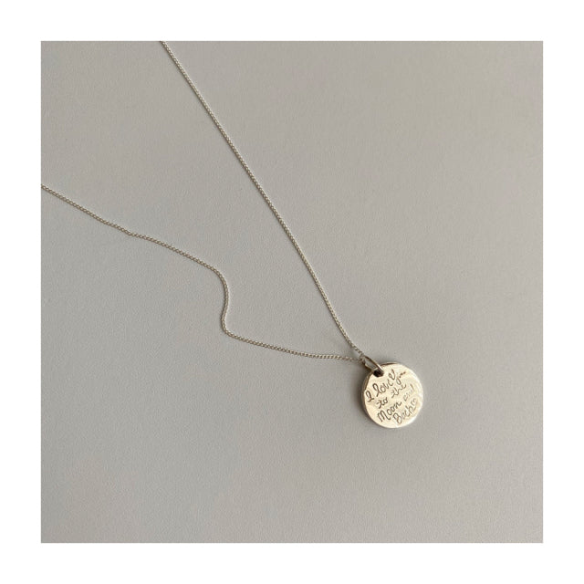 lau Silver 925 Love Moon Lettering Coin Daily Long Necklace