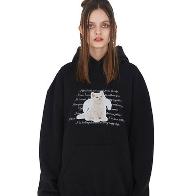 [IHD004-1] ANGEL CAT HOODIE - BLACK