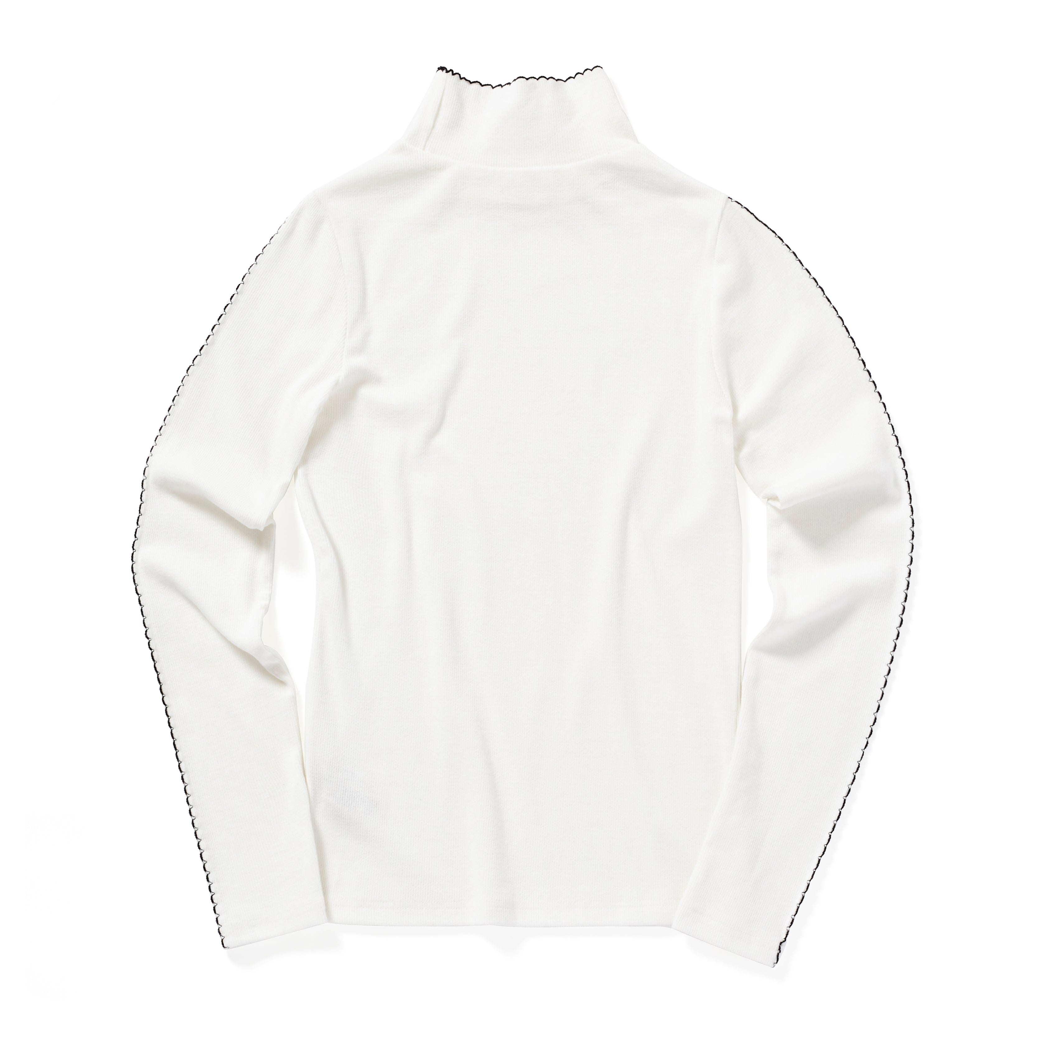 PICOT STITCH RIBBED TURTLENECK T-SHIRT_WHITE