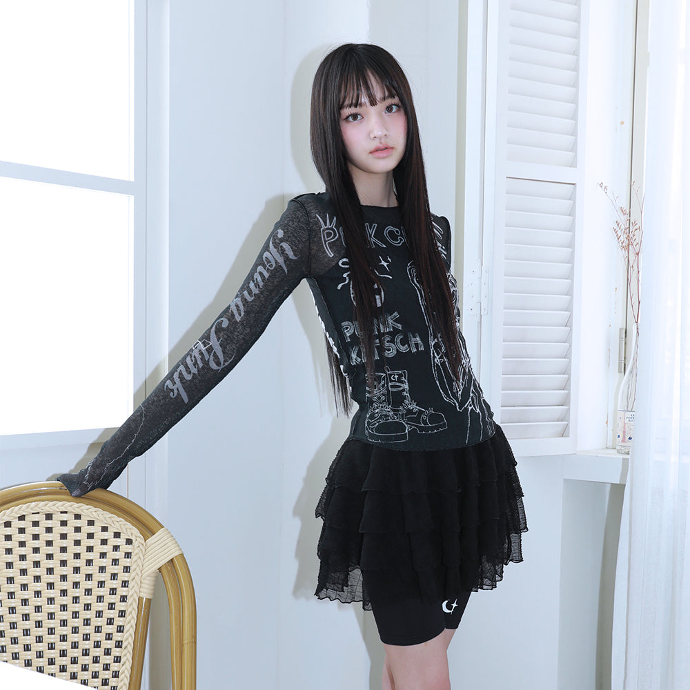 0 5 punk club ballerina top - BLACK