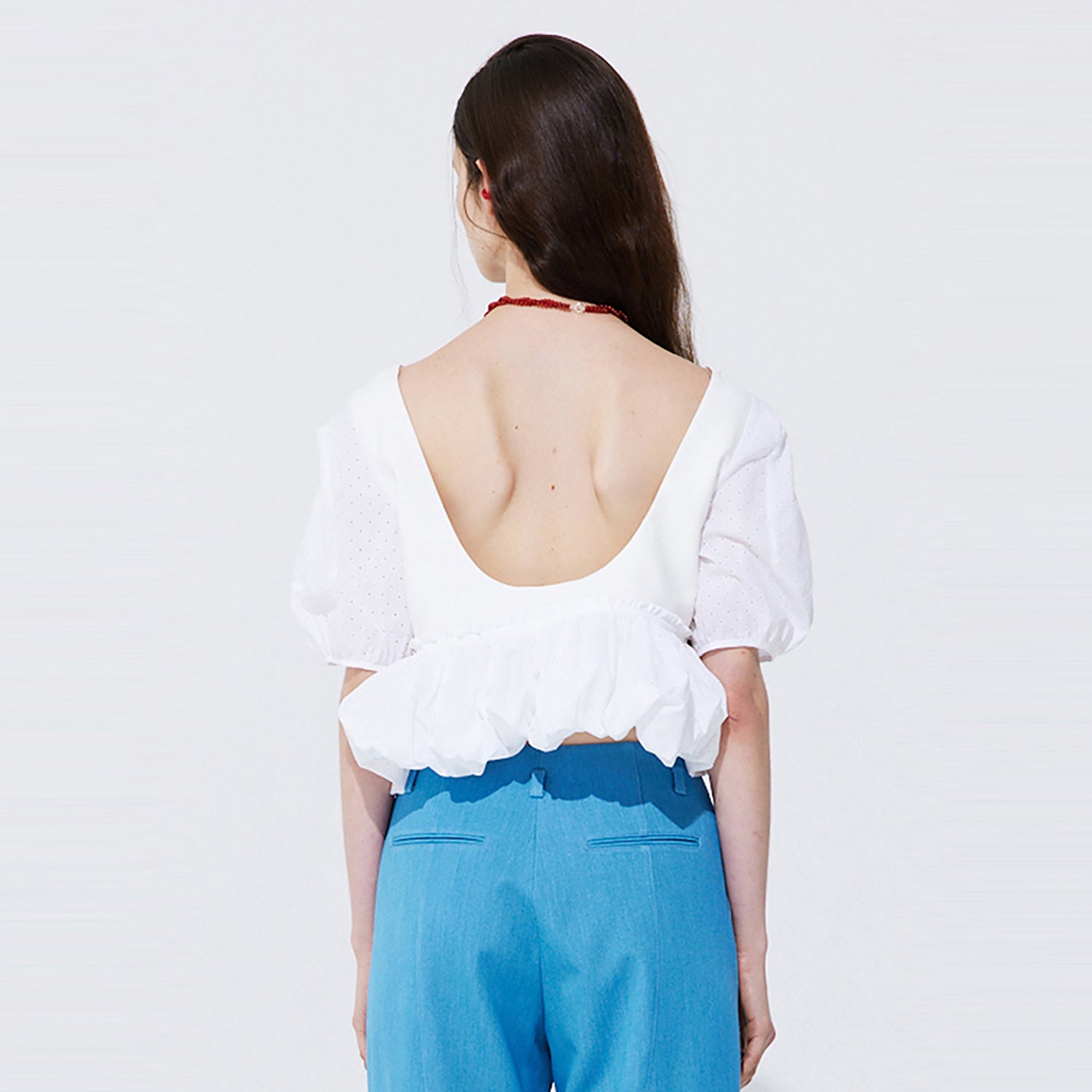 Shirring Balloon Blouse_White