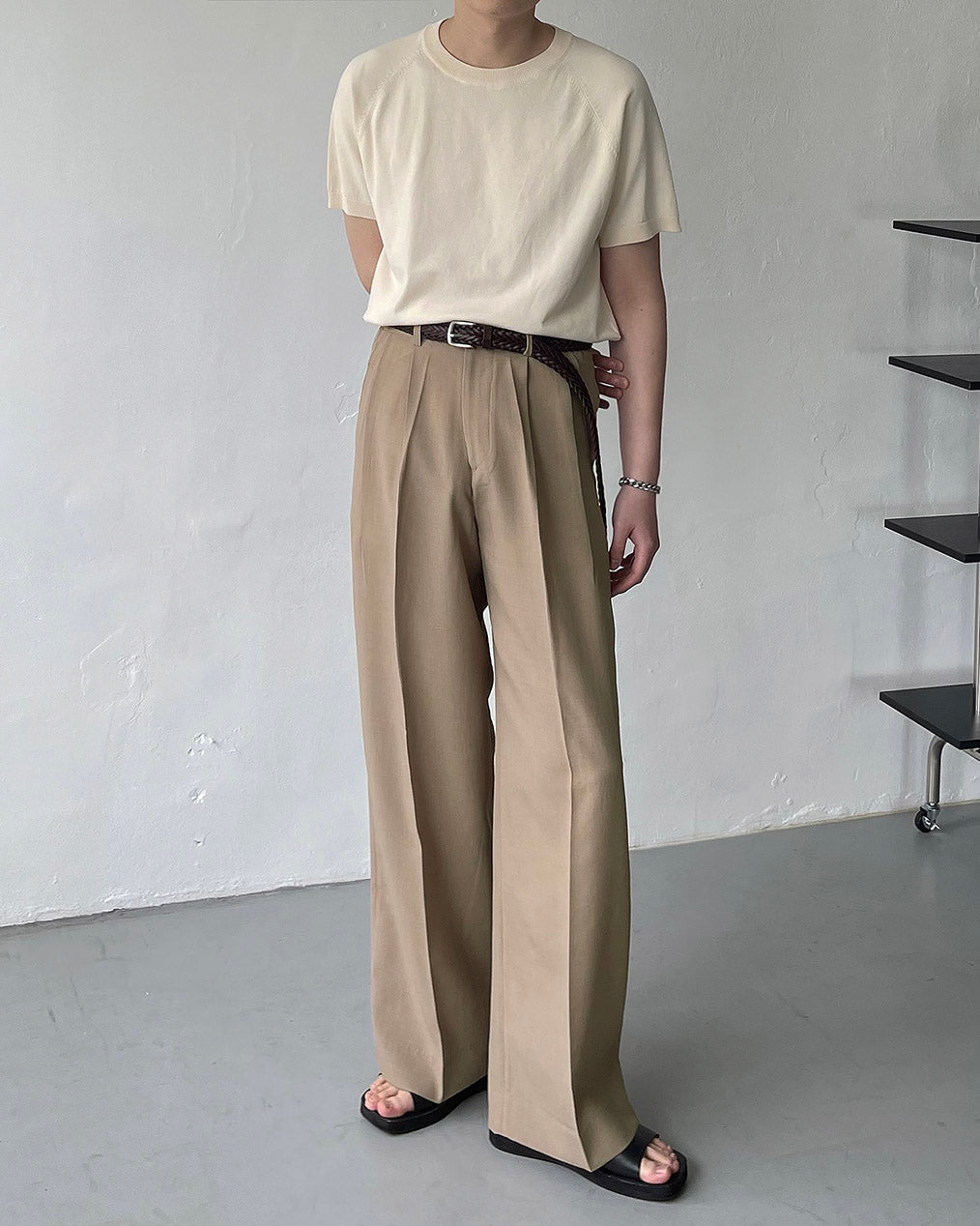 FL Niver Two-Tuck Side Banding Wide Slacks (4 colors)