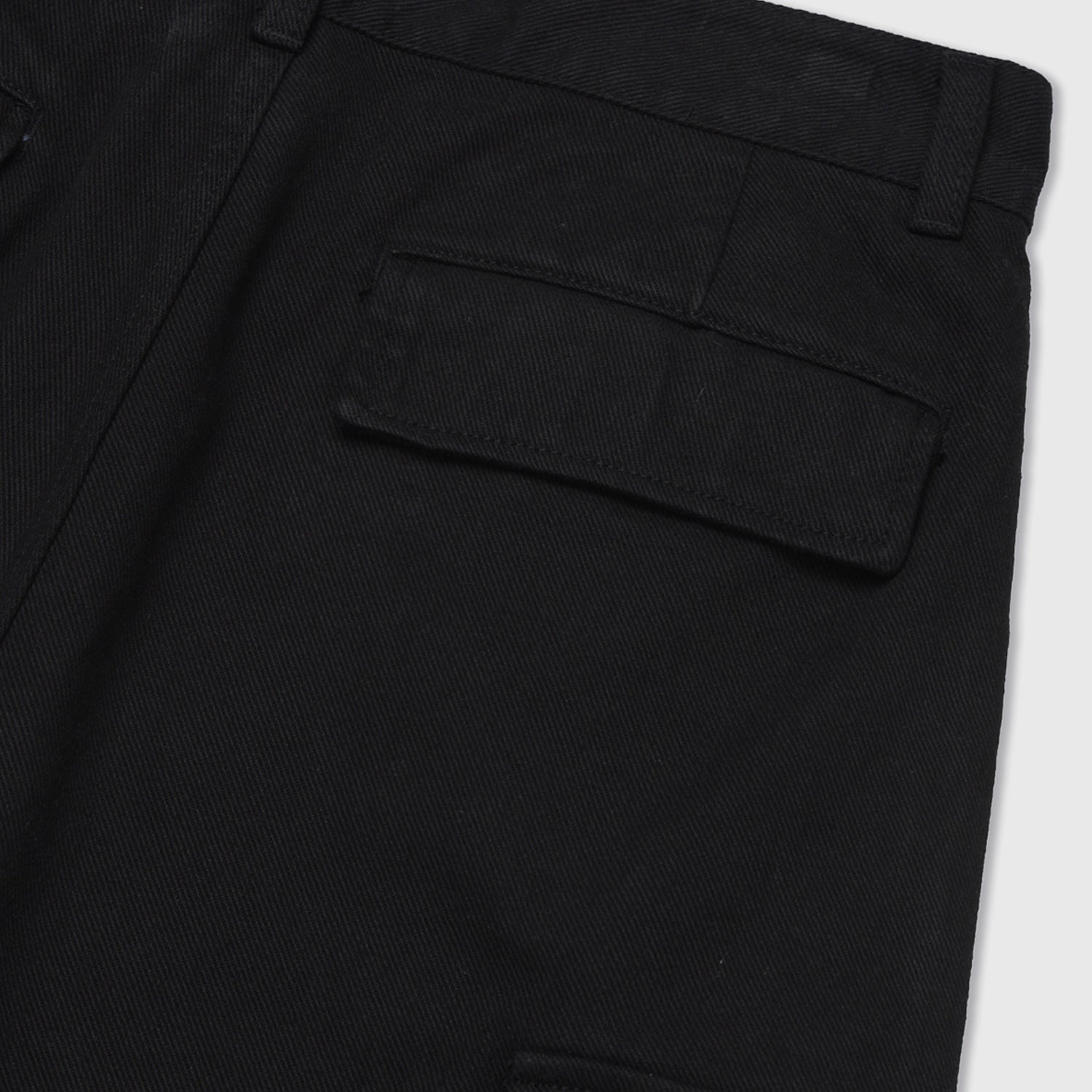 COTTON TWILL MILITARY WIDE CARGO PANTS (BLACK)