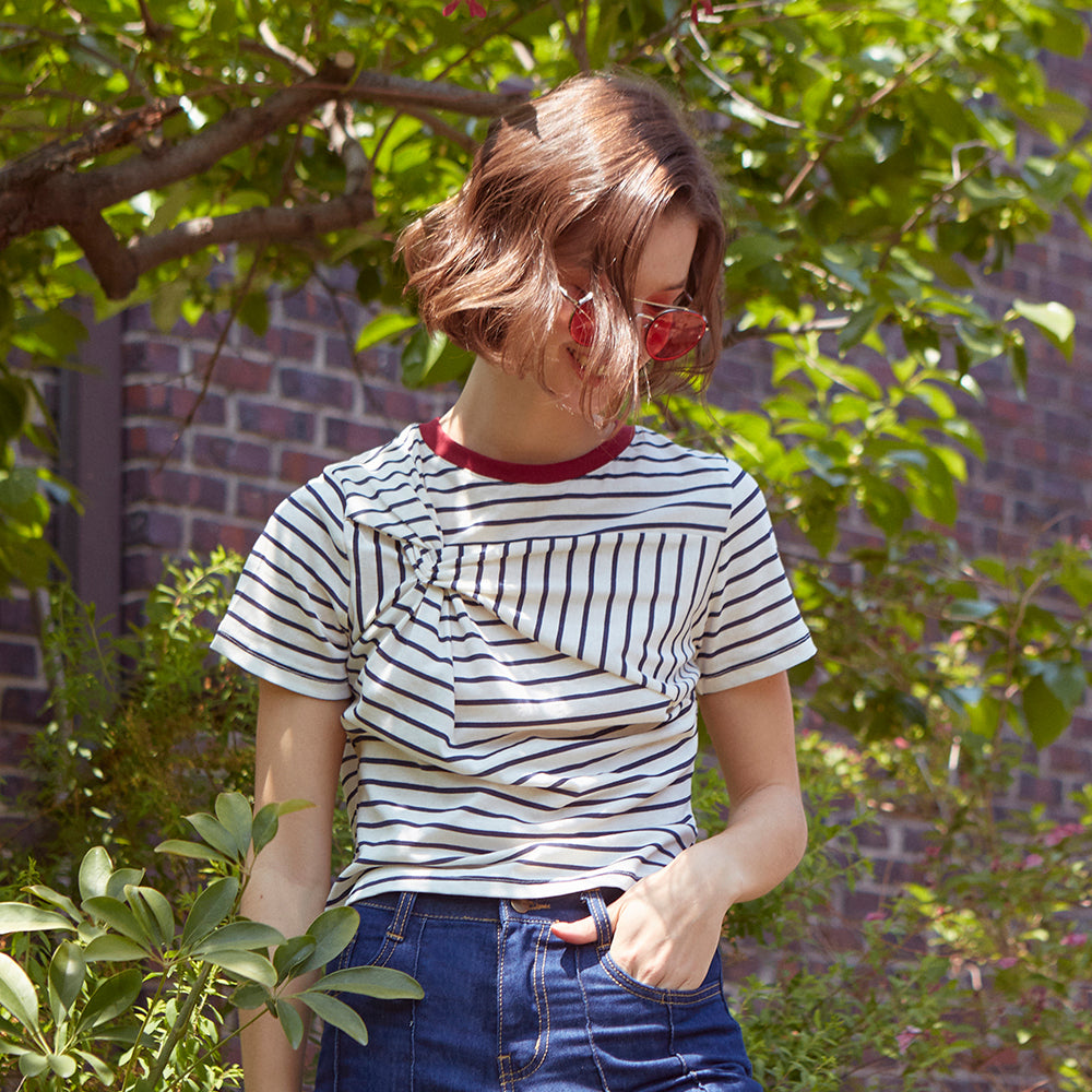 Twisted Stripe T-shirt (NAVY)