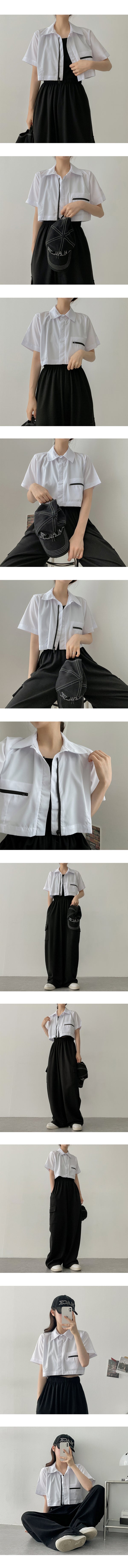 Russian collar cropped short-sleeved jacket