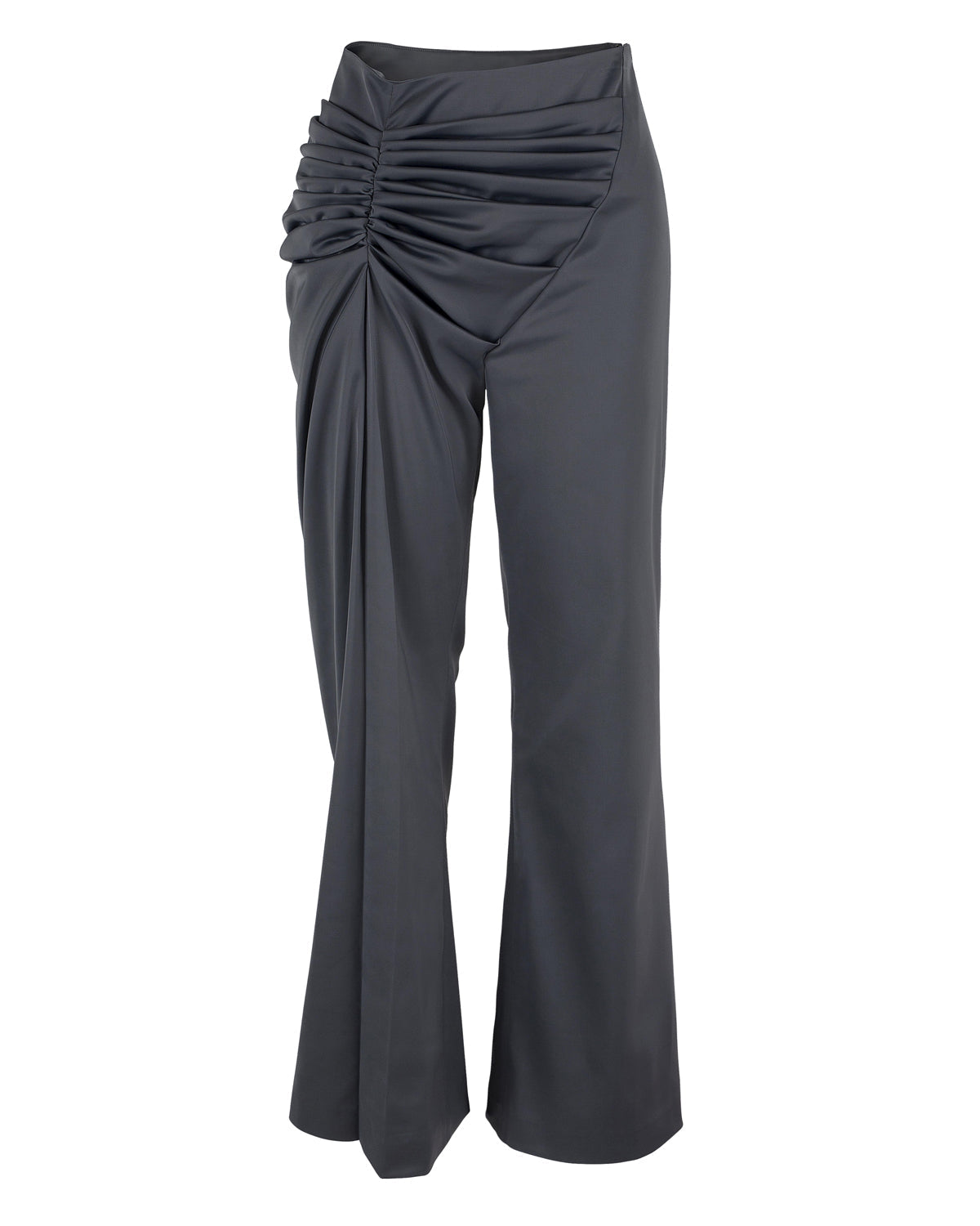 Satin Draped Trousers _ Grey