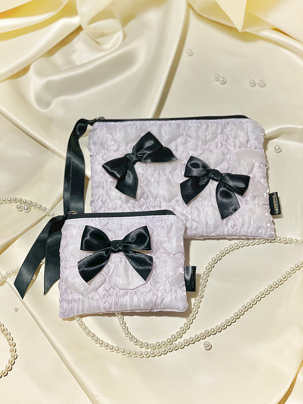 Glossy Organza Ribbon Zip-pouch (SET