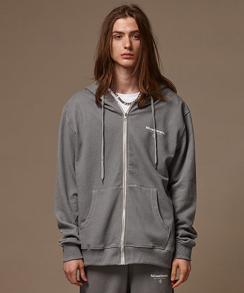 Pigment washed zipup hoodie