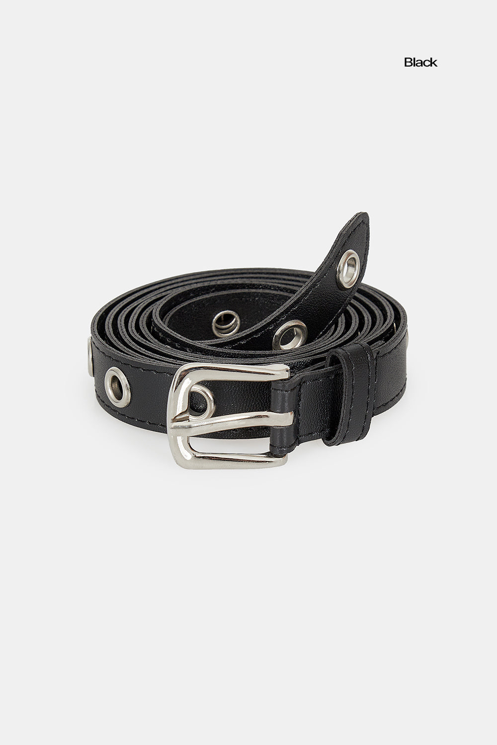 Long eyelet leather belt