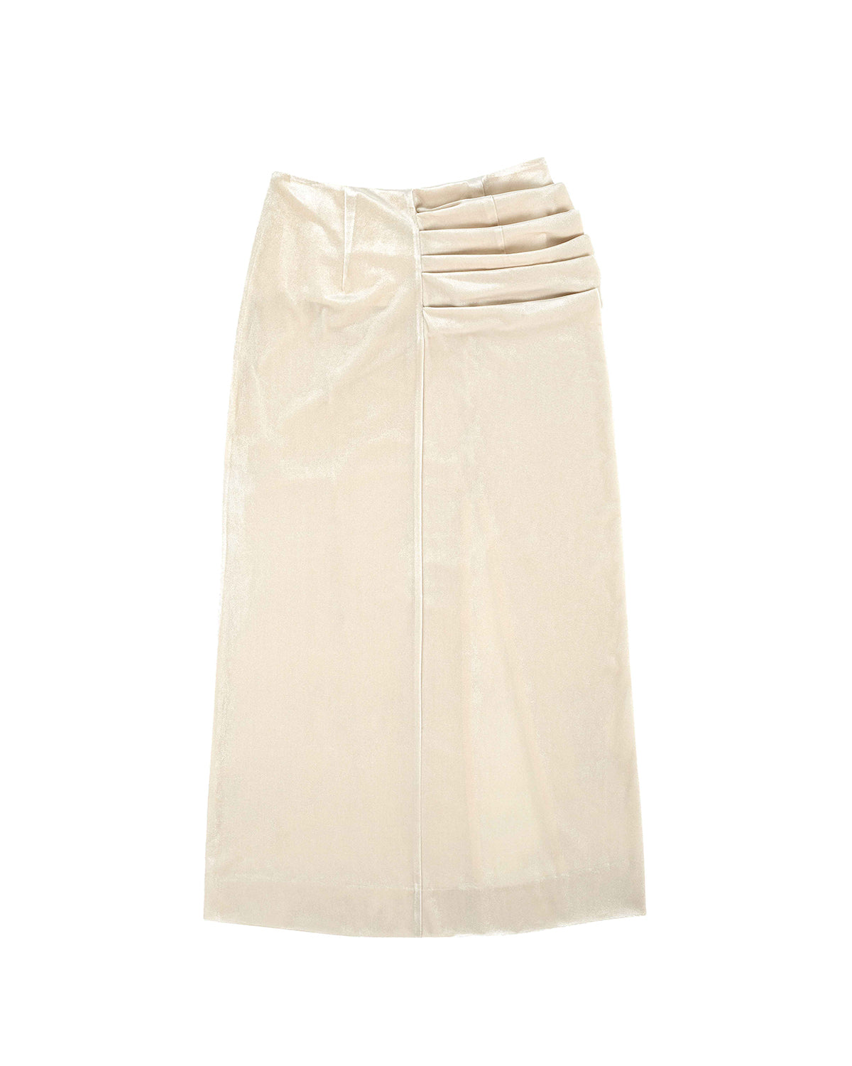 Velvet Draped Slit Long Skirt _ Cream