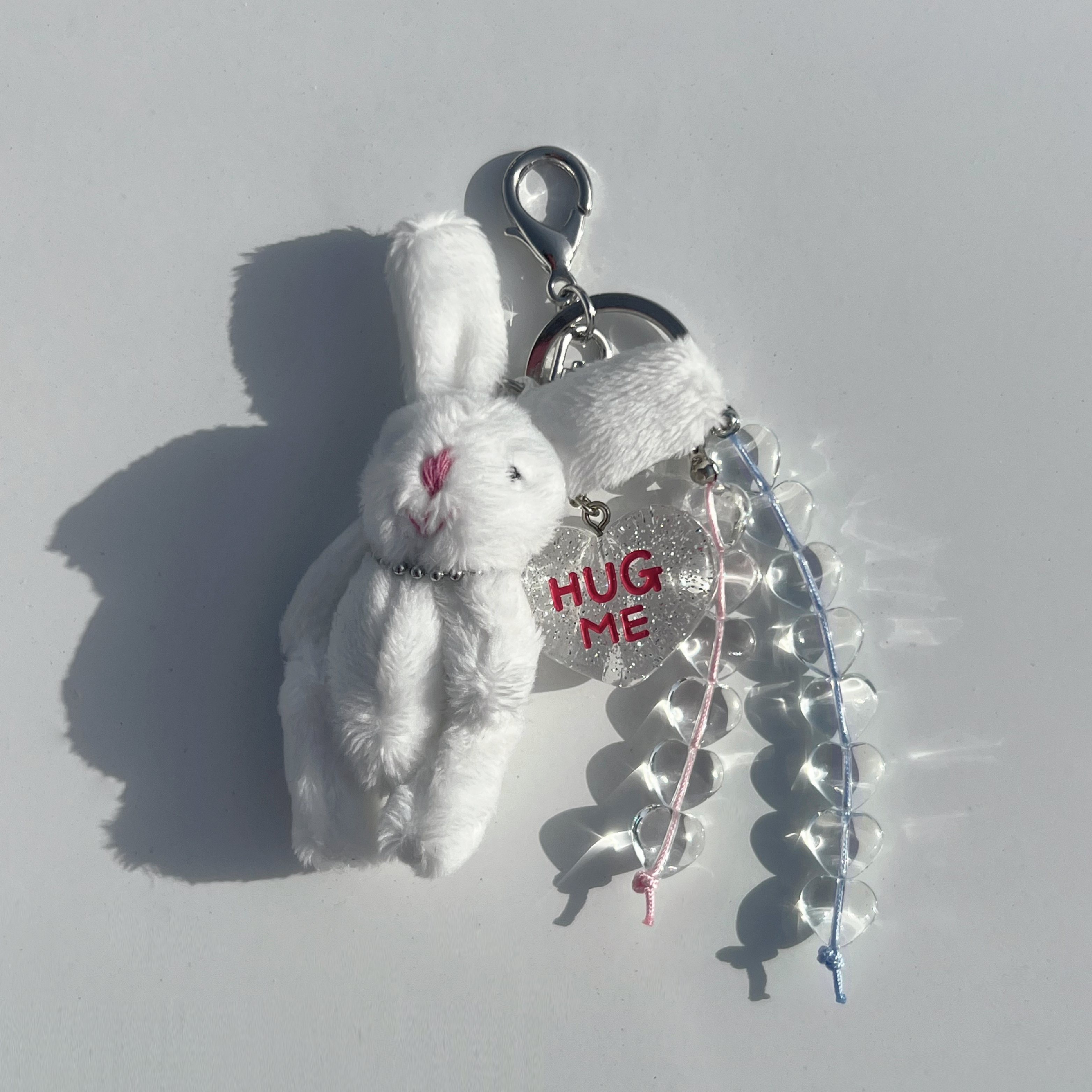 [WHITE] Love Me Bunny Keyring (Silver ring Set)