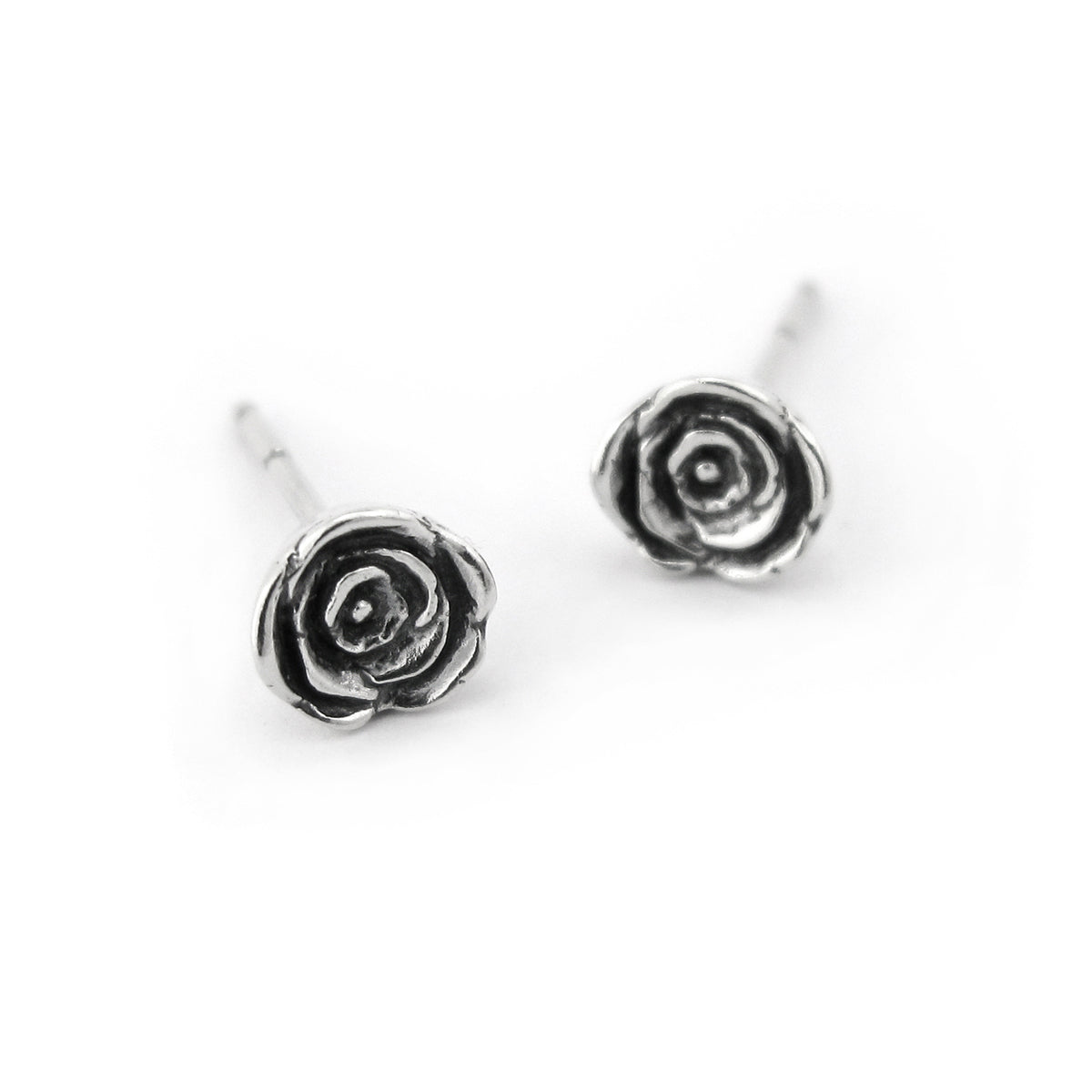 Rose silver stud earring