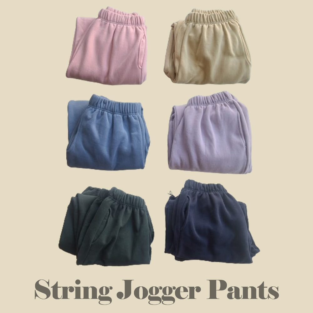 Macaron Hem String Two-Way fleece napping Jogger Pants