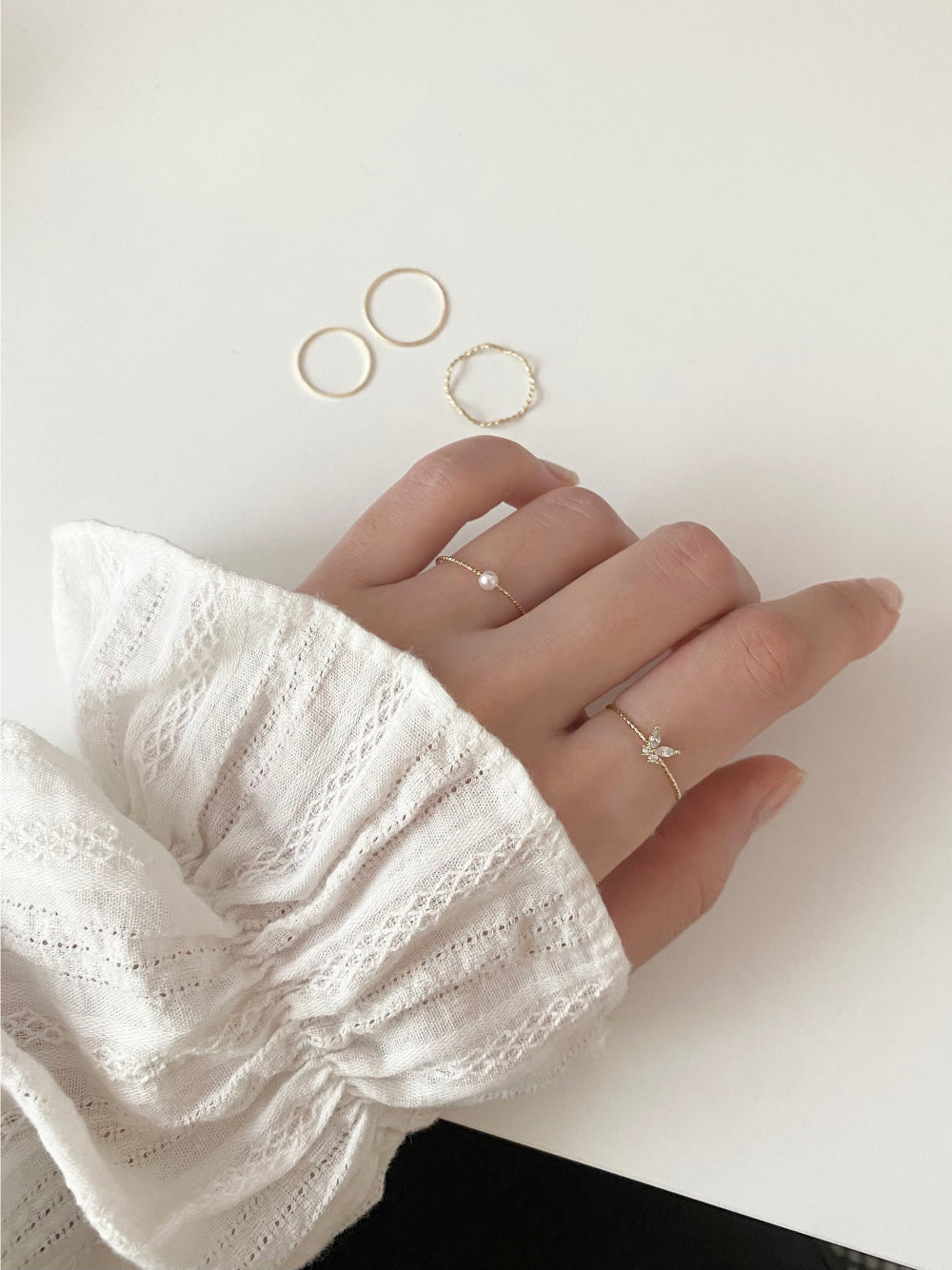 [5 set] Cree Butterfly layered ring set